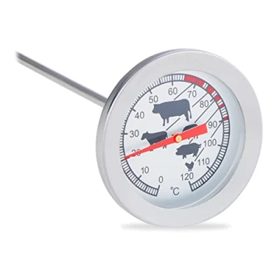 Afbeelding van Relaxdays vleesthermometer analoog bbq thermometer rvs braadthermometer 20 cm barbecue