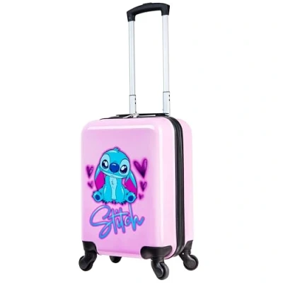 Afbeelding van Disney Harde koffer, lichte koffer met 4 wielen en reisgreep, Roze Stitch Klein, Modern