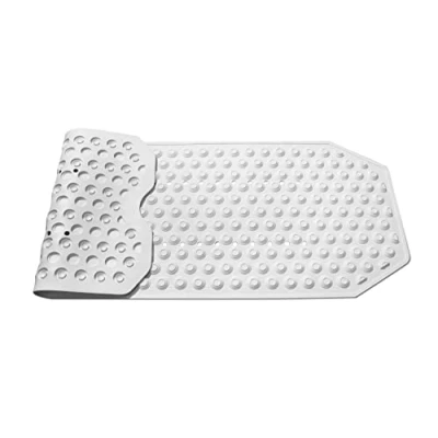 Afbeelding van KMINA Witte antislip badmat (104 x 40 cm), rechthoekige douchemat, met zuignap, schimmelbestendig, 100% natuurlijk rubber, wit Made in Europe