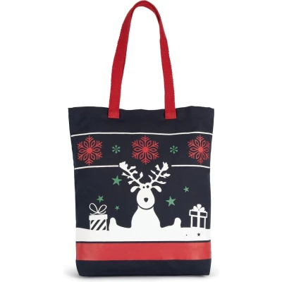Afbeelding van Kimood Shopper met kerstmotieven KI0733 Night Navy