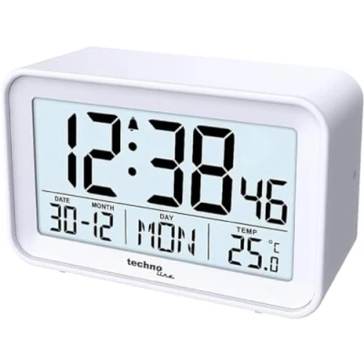 Afbeelding van technoline WT497 Moderne digitale wekker met binnentemperatuur, datum, weekdag, alarm en snooze, wit