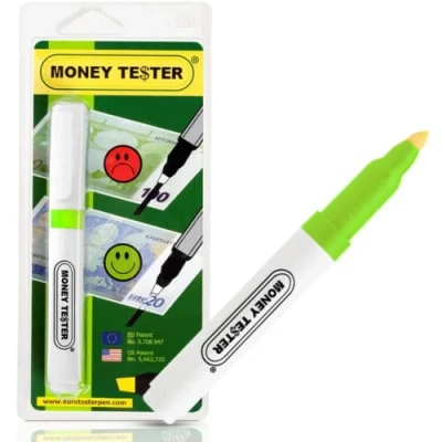 Afbeelding van MONEY TESTER Pendetector voor valse bankbiljetten, euro&#039;s, professioneel, detector bankbiljetten. de pen werkt op euro, dollar, sterling pond en alle