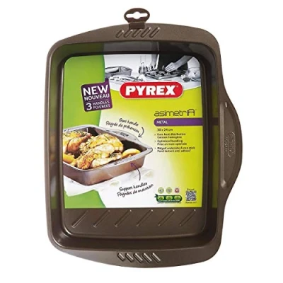 Image de Pyrex 8010732 asimetria plat rectangle acier chocolat 35,31 x 28,74 5,96 cm