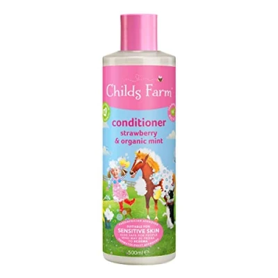 Afbeelding van Childs Farm Conditioner voor kinderen, 500 ml, biologische aardbei en munt, alle haartypes, verzorgt verzorgt, geschikt droge, gevoelige eczeemgevoelige huid