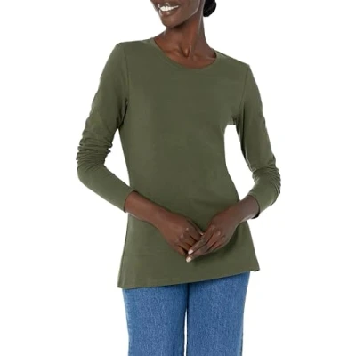 Image de Amazon Essentials T Shirt Col Rond à Manches Longues Coupe Classique (Grandes Tailles Disponibles) Women&#039;s, Vert Olive, XXL