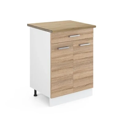 Afbeelding van Vicco meuble cuisine &quot;R Line&quot;, Sonoma/Blanc, 60 cm avec tiroir, PT Chêne