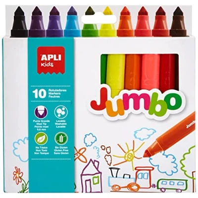 Afbeelding van Apli kids 16804 10 Jumbo viltstiften met maxi punt kleuren