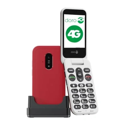 Image de DORO Leva E22 4G téléphone de service RAM 64 Mo / Mémoire interne 128 microSD slot écran LCD (TFT) 320 x 240 pixels (60 Hz) rear camera 0,3 MP rouge, blanc