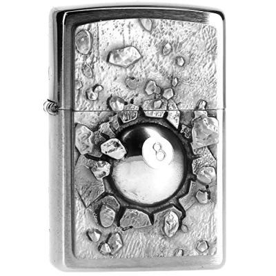 Afbeelding van Zippo Aansteker PL Biljart Design Black 8 Ball Light, metaal, zilver, één maat