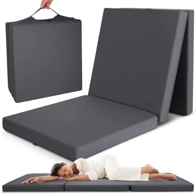 Afbeelding van Beautissu Campix opvouwbare matras 90x200 cm reisbed &amp; gastenmatras zitblok opvouwbaar rechthoekig in antraciet