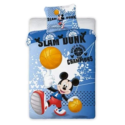 Afbeelding van Disney Mickey Mouse Slam Dunk Dekbedovertrek Eenpersoons 140 x 200 cm Blauw