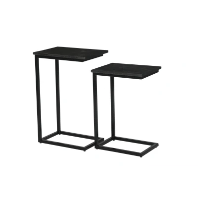 Afbeelding van Livingfurn Bijzettafel Jordy Norris Mangohout / Gecoat Staal Set van 3