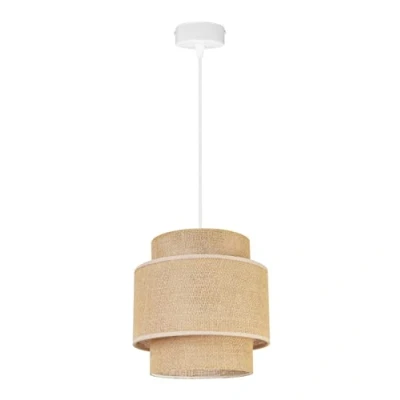 Afbeelding van Light Home Boho lampenkap hanglamp kroonluchter moderne plafond voor slaapkamer woonkamer en keuken metaal stof E27 met 1 licht wit basis jute