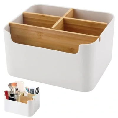 Afbeelding van bureau houten afstandbediening houder hout organizer opbergdoos multifunctionele accessoires sieradenhouder