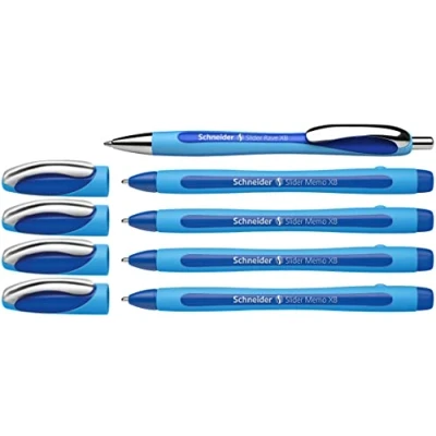 Afbeelding van Schneider balpen Slider Memo XB blauw, 4 stuks + 1 Rave GRATIS