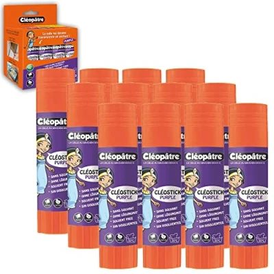 Image de Cléopâtre BA8 18x12 Cléo&#039;stick purple Boîte de 12 bâtons colle violette 8 g