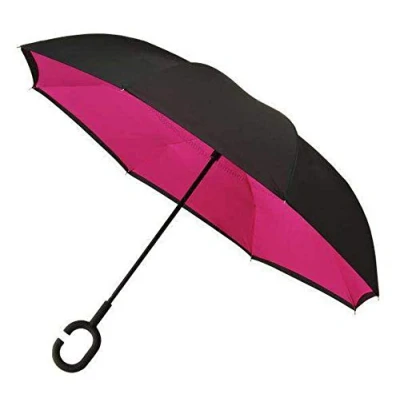 Afbeelding van Impliva Opvouwbare Inside Out Paraplu Ø 107 cm Zwart/Fuchsia