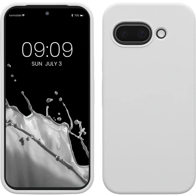 Afbeelding van kwmobile telefoonhoesje geschikt voor Google Pixel 9a Hoesje met siliconen coating Smartphone case in mat wit