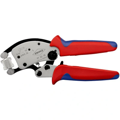 Image de KNIPEX 97 53 18 Twistor16 pince à sertir auto ajustable avec tête de sertissage pivotante poignées multi composants chromée