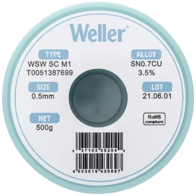 Afbeelding van Weller WSW SC M1 Soldeertin, loodvrij Spoel Sn0,7Cu 500 g 0.5 mm