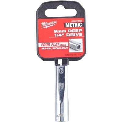 Afbeelding van MILWAUKEE 4932478329 ratel dop metrisch lang 1/4&quot; 9 mm