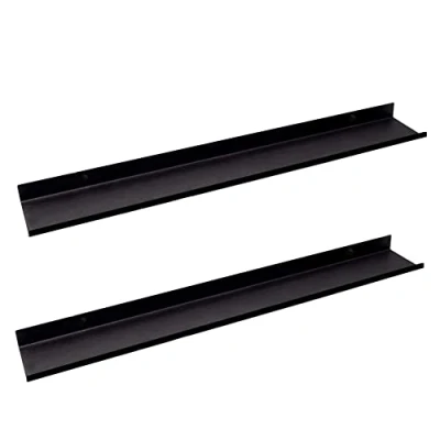 Afbeelding van MILUKA wandrek Set van 2 zwevende wandplanken 110 cm Zwarte voor keuken, woonkamer, slaapkamer, badkamer enz. Metalen (2, zwart)
