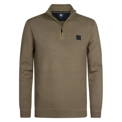 Afbeelding van Petrol Industries Heren Gebreide Half Zip Trui Helena Groen Maat L