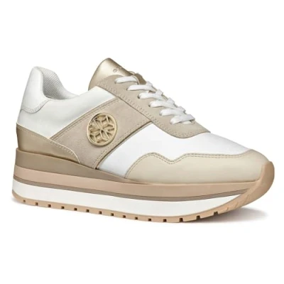 Afbeelding van Geox NEW Kency Sneakers laag, Dames, Maat: 37, White light taupe Leer en textiel