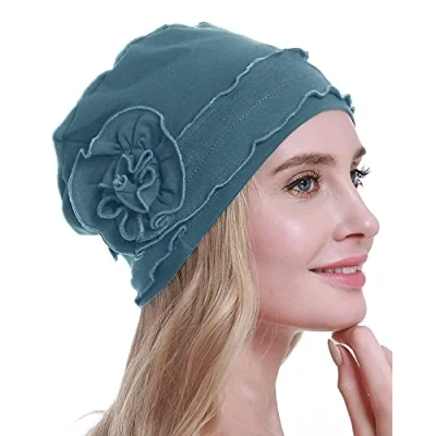 Afbeelding van osvyo Chemo tulband voor dames pet tegen en haaruitval, verzegelde verpakking, Blauw katoen