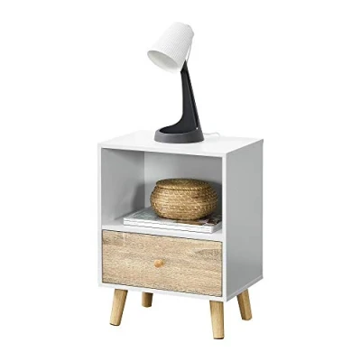 Afbeelding van Nachtkastje Sundsvall 54x40x30 cm wit en eikenkleurig