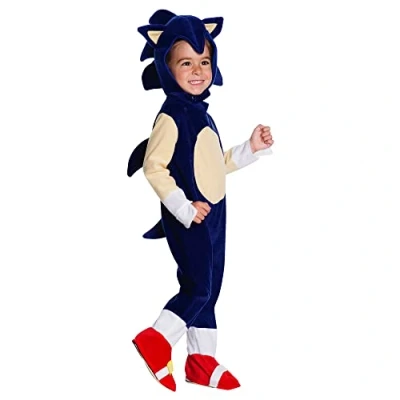 Afbeelding van Rubies Sonic Prescolar Deluxe kostuum voor jongens en meisjes, met overschoen hoofdaccessoires, officiële Sega licentie carnaval, verjaardag, feest cosplay