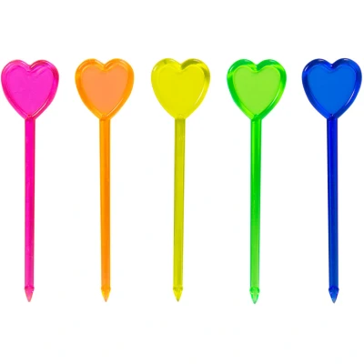 Image de Pickers Coeur Néon Plastique 24 pièces