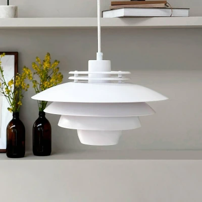 Afbeelding van Dyberg Larsen hanglamp Ejka mini, wit, Ø 30 cm, metaal
