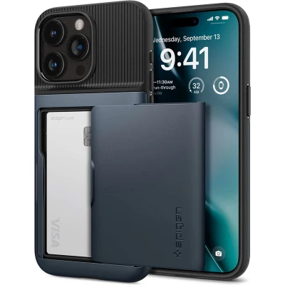 Afbeelding van Spigen Slim Armor CS Apple iPhone 15 Pro Hoesje Back Cover Metal Slate