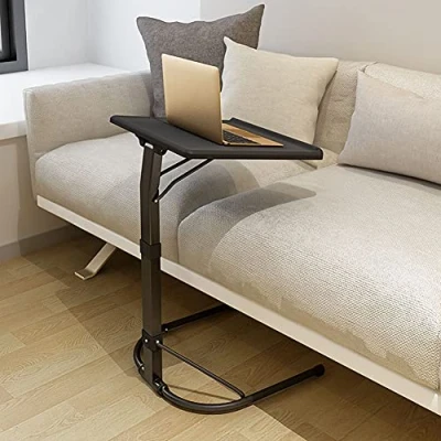 Afbeelding van NICEME Opvouwbare laptoptafel, bijzettafel, bijzettafel voor laptop, in hoogte verstelbaar, kantelbaar, licht, draagbaar, bed, bank, buiten, zwart, 43 x cm