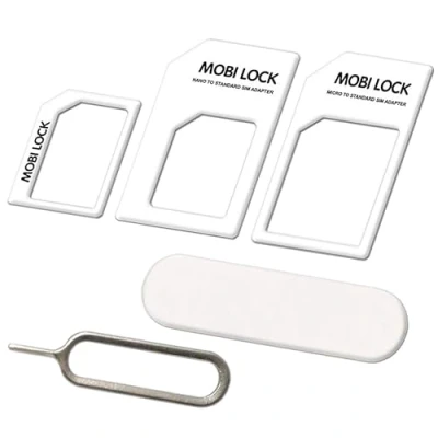 Afbeelding van 6 in 1 SIM kaartadapter (Nano/Micro/Standaard) Gratis opbergdoos en vijl Compatibel met alle Apple, Samsung, HTC andere smartphones door Mobi Lock