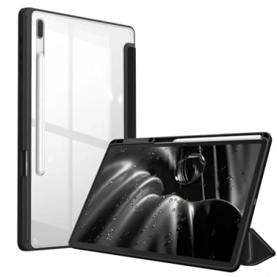 Afbeelding van Fintie Hybrid Hoes voor Samsung Galaxy Tab S7 FE 2021 / Plus 2020 12,4 Inch Schokbestendige Case Cover met Transparante Doorzichtige Harde Schaal Achter Beschermhoes, (*Zwart)