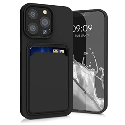Afbeelding van kwmobile telefoonhoesje geschikt voor Apple iPhone 13 Pro Hoesje met pasjeshouder TPU case in zwart