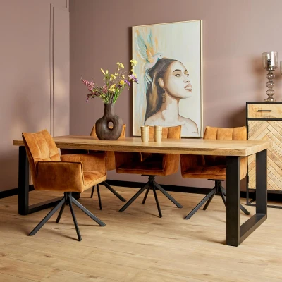 Afbeelding van Homestylingshop Eetkamertafel Sanne Eettafel rechthoek U poot 200 cm