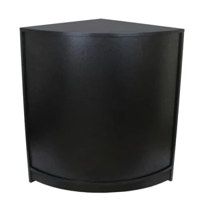 Afbeelding van Comptoir de Vente Unité Coin en MDF Mélamine Noir CM60 Meuble Rangement Modulaire Incurvé 2 Étagères Internes Arrière Ouvert 60 x 90 cm Affichage Marchandise Vêtements Bijoux Commerce
