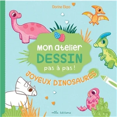 Afbeelding van MON ATELIER DESSIN JOYEUX DINOSAURES AVEC 16 MODELES EXPLIQU