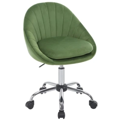 Afbeelding van WOLTU Homeoffice BS167dgn Bureaustoel, ergonomische draaistoel met wieltjes, belastbaar tot 150 kg, voor kantoor, slaapkamer, fluweel, groen