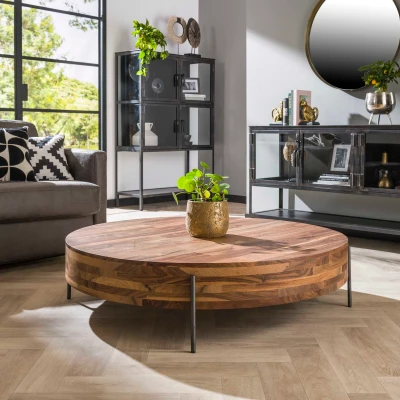 Afbeelding van Ronde Salontafel Daytona 120 cm rond massief hout