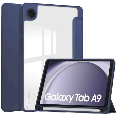 Afbeelding van iMoshion Tablet Hoes Geschikt voor Samsung Galaxy Tab A9 Trifold Hardcase Bookcase Donkerblauw
