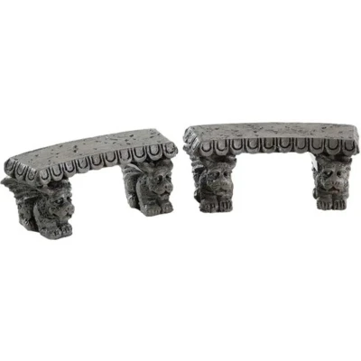 Afbeelding van Spooky Town Gargoyle Stone Benches Set van 2