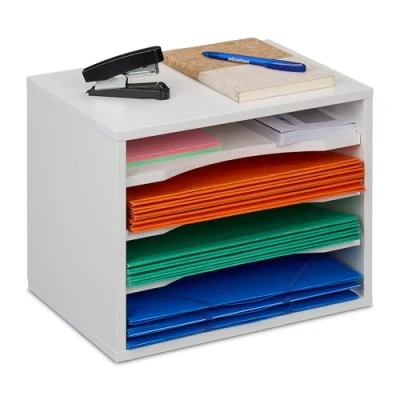 Afbeelding van Relaxdays brievenbak 4 vakken A4 28 x 35,5 25 cm wit