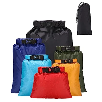 Afbeelding van Jissta 6 stuks waterdichte tas, licht, 1,5/2,5/3/3,5/5/8 l, droogtas, waterdicht, combo, dompelzak, voor fietsen, kajakken, vissen, wandelen, kamperen, gemengde kleur,