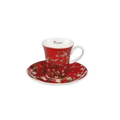 Afbeelding van Goebel Vincent van Gogh Kop en schotel Espresso Amandelboom rood Porselein 12cm 100ml met echt goud