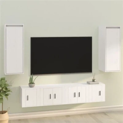 Afbeelding van Wandkasten 2 st 30x30x80 cm massief grenenhout wit