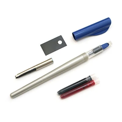 Afbeelding van Parallelle Pen 6,0 mm + 1 doos met 12 inktpatronen, verschillende kleuren, 6 zwarte patronen bloemenplakband